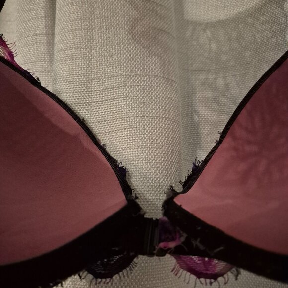 PINK Victoria's Secret 34DD Black Pink Floral Racerback Front Close Bra - Picture 4 of 5